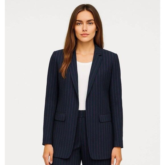 WHBM NWT Relaxed Blazigan Blazer Jacket Open Black/ Purple Size 4 - Picture 1 of 3